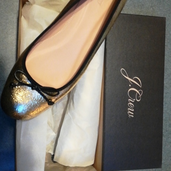 J Crew Shoes - Gold J Crew ballerina flats.
